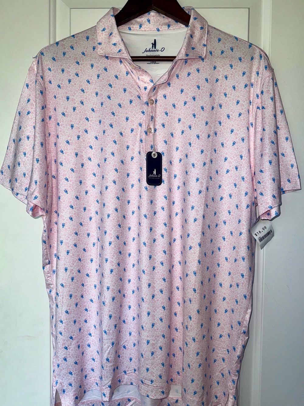 johnnie-O "Low Country" Featherweight Performance Polo in "Azalea"